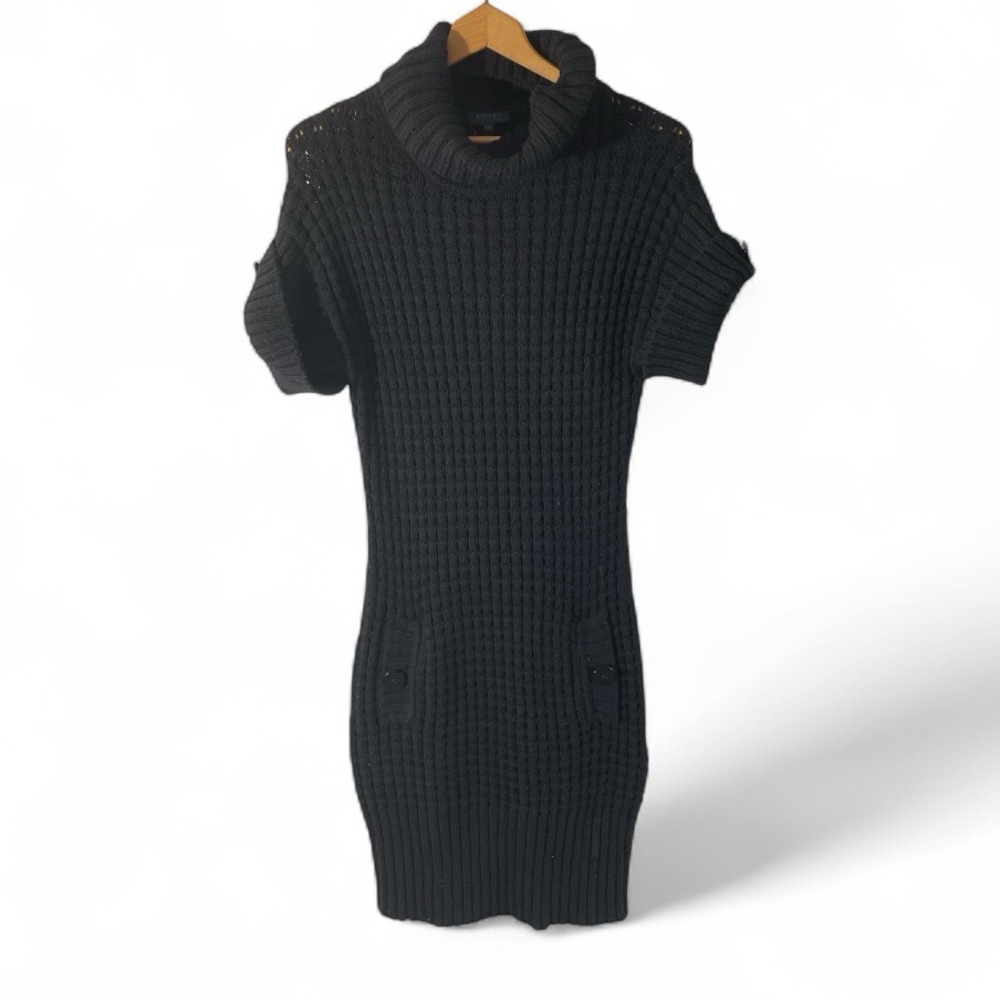F2- Escada Sport Women’s Small Black knit Cowl Neck Sweater Dress delete